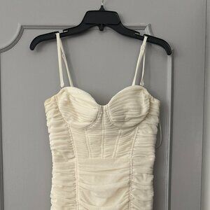 Off White BCBG Max Azria Ruched Cocktail Dress